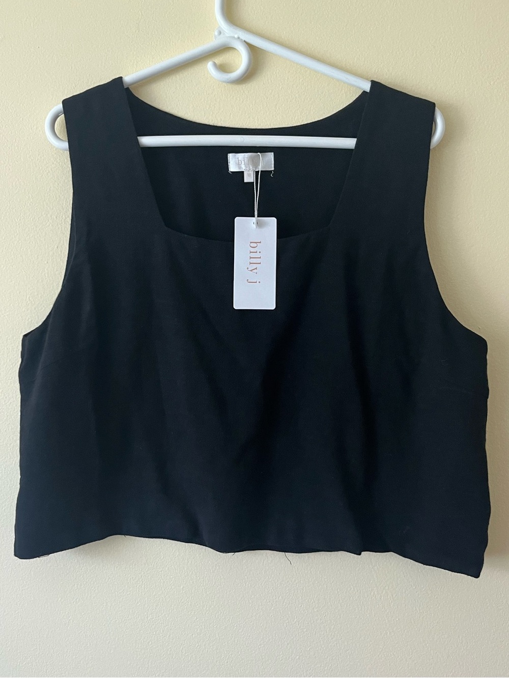 Billy J Linen Charlie black square neck sleeveless crop top 18